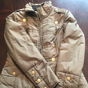 DKNY army green fall jacket with gold snaps